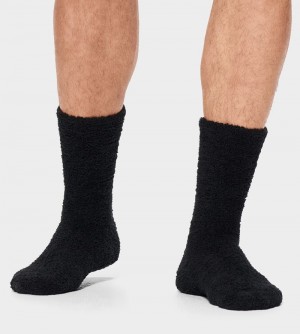 Black Men's Ugg Fincher Ultra Cozy Crew Socks | India-2410839