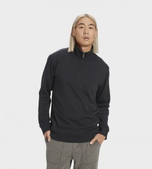 Black Men's Ugg Zeke Half Zip Pullover | India-5238610