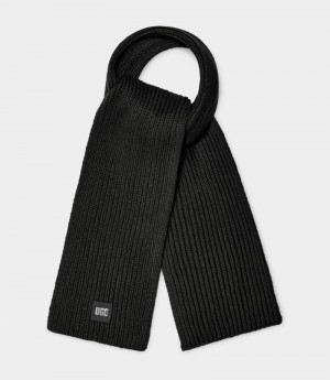 Black Women's Ugg Chunky Rib Knit Scarf | India-0496782