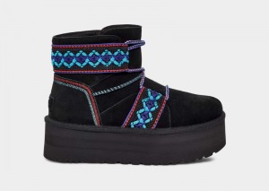 Black Women's Ugg Classic Mini Ii Braid Platform Boots | India-4710293