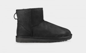 Black Women's Ugg Classic Mini Leather Boots | India-2740685