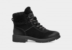 Black Women's Ugg Harrison Cozy Lace Winter Boots | India-5897231