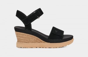 Black Women's Ugg Ileana Strap Sandals | India-2340579