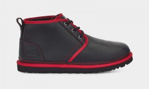 Black / Red Men's Ugg Neumel Leather Boots | India-5368241