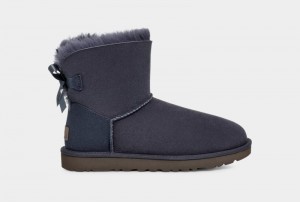 Blue Women's Ugg Mini Bailey Bow Ii Boots | India-1695278