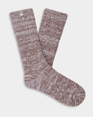 Brown Women's Ugg Rib Knit Slouchy Crew Socks | India-9725380