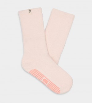 Cream Women's Ugg Paityn Cozy Gripper Crew Socks | India-3804129