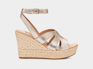 Gold Metal Women's Ugg Careena Sandals | India-8214390