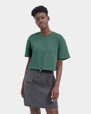 Green Women's Ugg Teagin Short Sleeve Tops | India-1370965