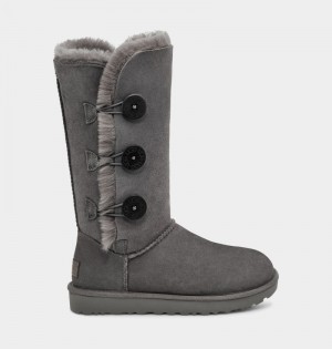 Grey Women's Ugg Bailey Button Triplet Ii Boots | India-0452967