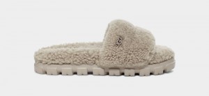 Grey Women's Ugg Cozetta Curly Slippers | India-9748513