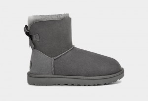 Grey Women's Ugg Mini Bailey Bow Ii Boots | India-5368971