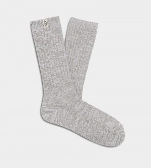 Grey Women's Ugg Rib Knit Slouchy Crew Socks | India-3417856