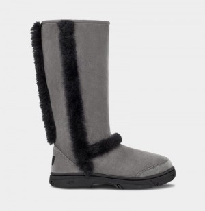 Grey / Black Women's Ugg Sunburst Tall Winter Boots | India-1376289