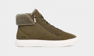 Olive Women's Ugg Alameda Mid Zip Sneakers | India-9487530