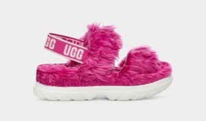 Pink Women's Ugg Fluff Sugar Sandals | India-4876530