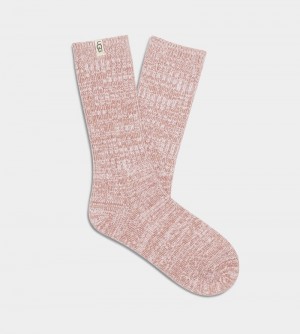 Pink Women's Ugg Rib Knit Slouchy Crew Socks | India-4207861