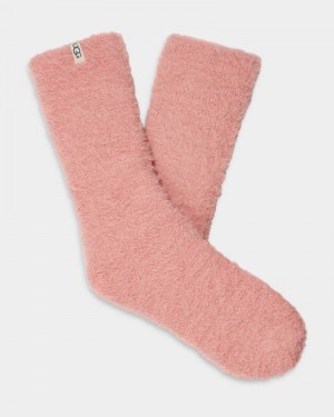 Pink Women's Ugg Teddi Cozy Crew Socks | India-0693158