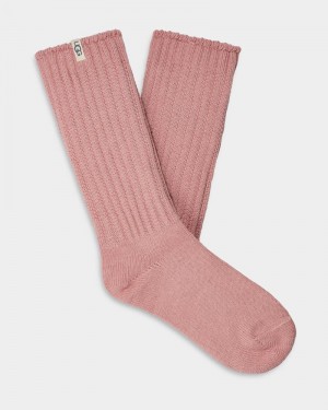 Pink Women's Ugg Tyla Slouchy Crew Socks | India-8123954