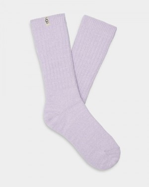 Purple Women's Ugg Rib Knit Slouchy Crew Socks | India-3472510