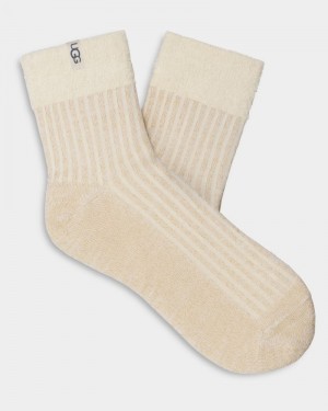 White Women's Ugg Aidy Sparkle Cozy Quarter Socks | India-1807452