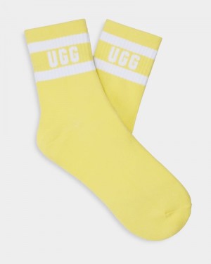 White Women's Ugg Dierson Logo Quarter Socks | India-4719230