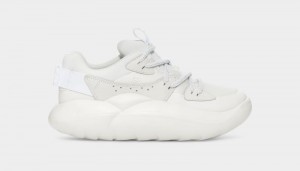 White Women's Ugg La Cloud Lace Sneakers | India-1923648