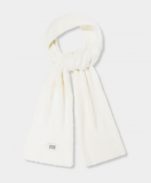 White Women's Ugg Plait Plush Knit Scarf | India-3561420