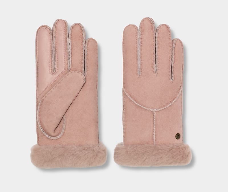 Apricot Women's Ugg Sheepskin Whipstitch Gloves | India-6280759