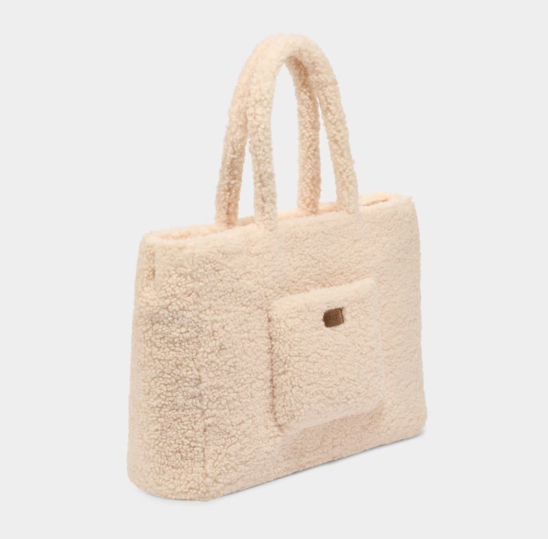 Beige Women's Ugg Adrina Sherpa Tote Bags | India-4179208