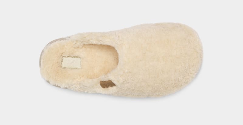 Beige Women's Ugg Fuzz Sugar Slides | India-5946738