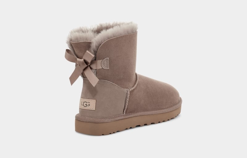 Beige Women's Ugg Mini Bailey Bow Ii Boots | India-5176248