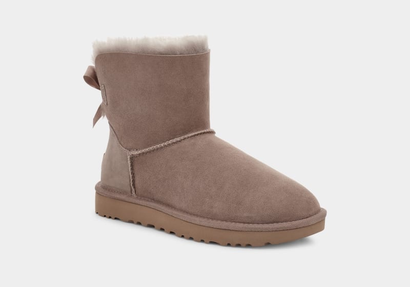 Beige Women's Ugg Mini Bailey Bow Ii Boots | India-5176248