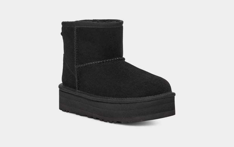 Black Kids' Ugg Classic Mini Platform Boots | India-9425316