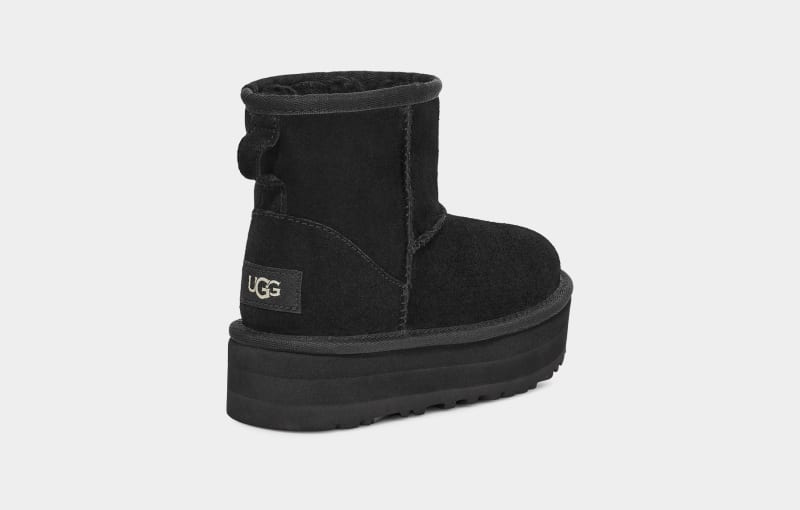 Black Kids' Ugg Classic Mini Platform Boots | India-9425316