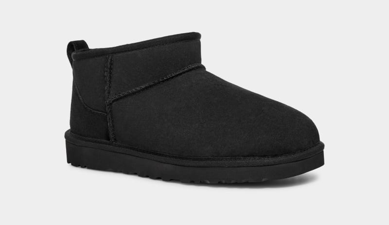 Black Men's Ugg Classic Ultra Mini Boots | India-5042817