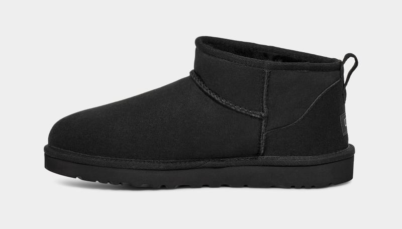 Black Men's Ugg Classic Ultra Mini Boots | India-5042817