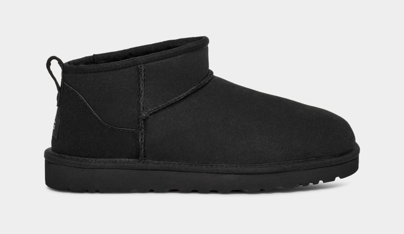 Black Men\'s Ugg Classic Ultra Mini Boots | India-5042817