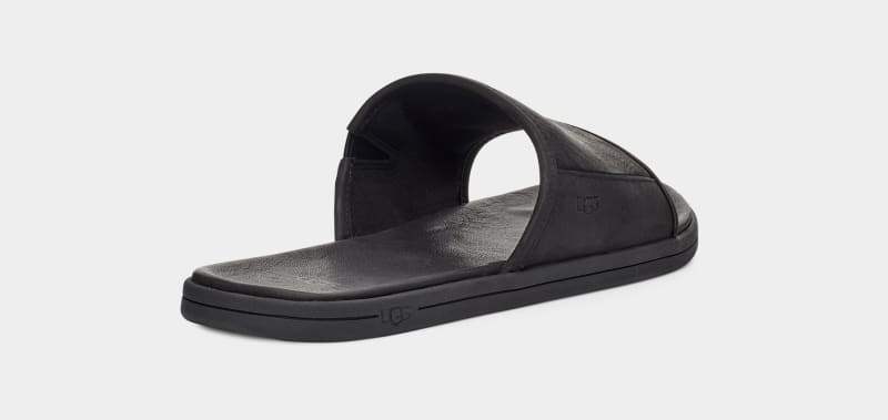 Black Men's Ugg Seaside Slides | India-0247851