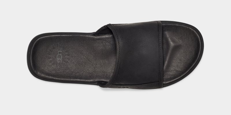 Black Men's Ugg Seaside Slides | India-0247851