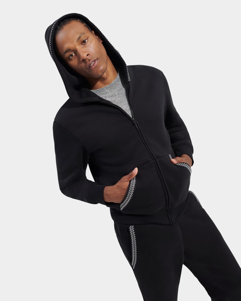 Black Men\'s Ugg Tasman Full Zip Hoodie | India-8974532