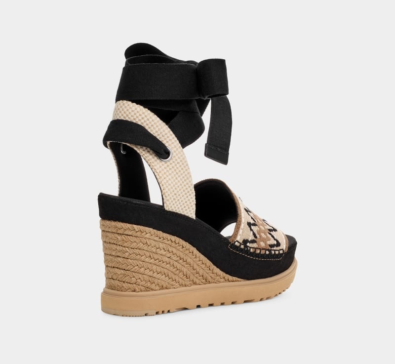 Black Women's Ugg Abbot Ankle Wrap Sandals | India-9284736