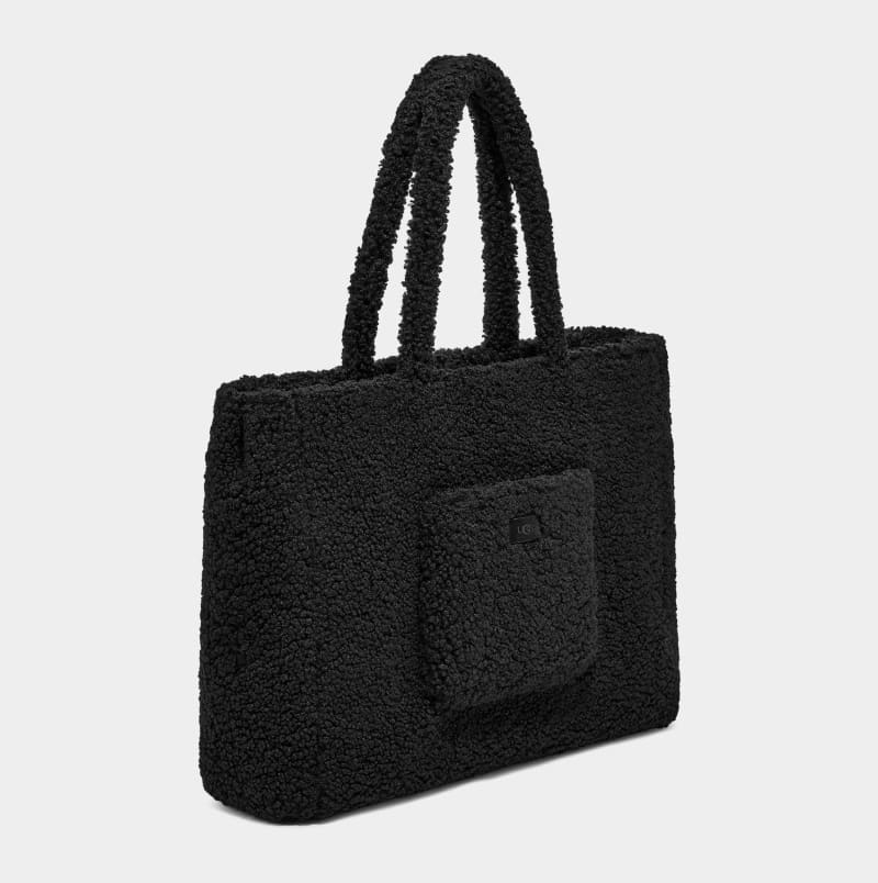 Black Women's Ugg Adrina Sherpa Tote Bags | India-0849372