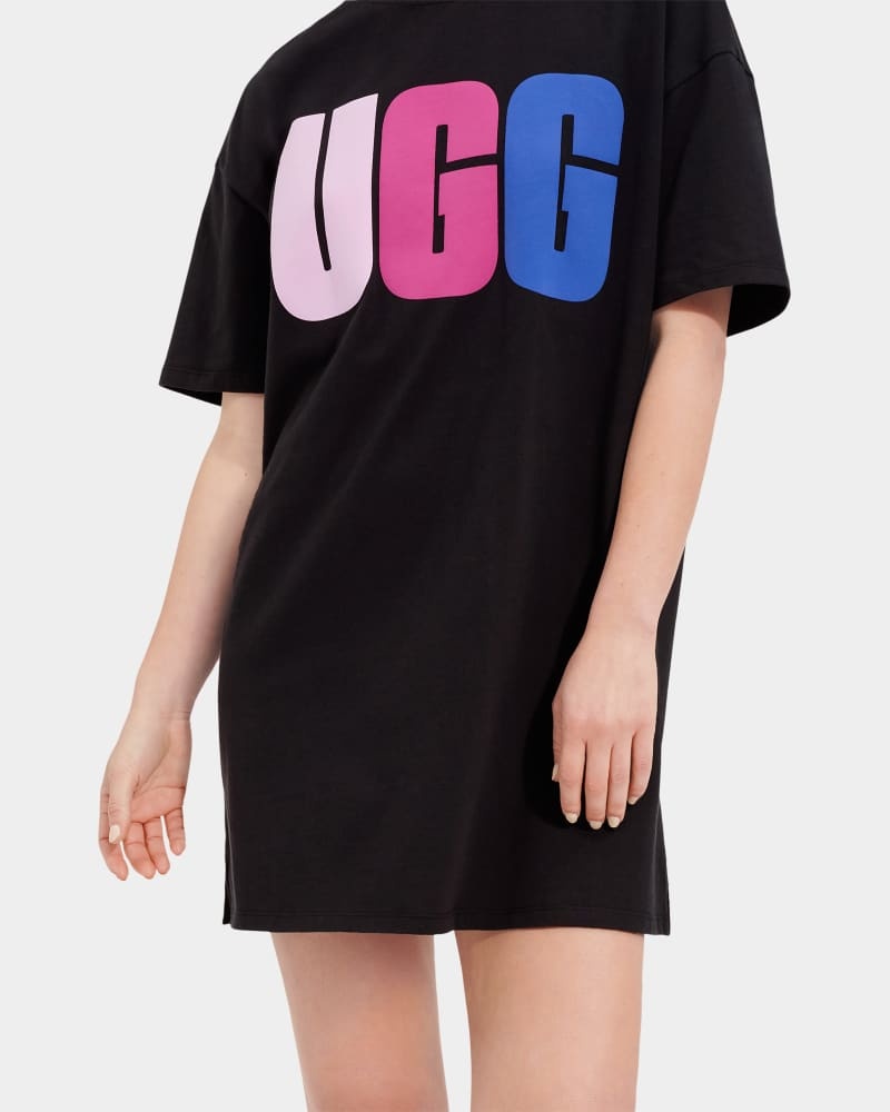 Black Women's Ugg Alayah Logo T-Shirt Dress | India-4123587