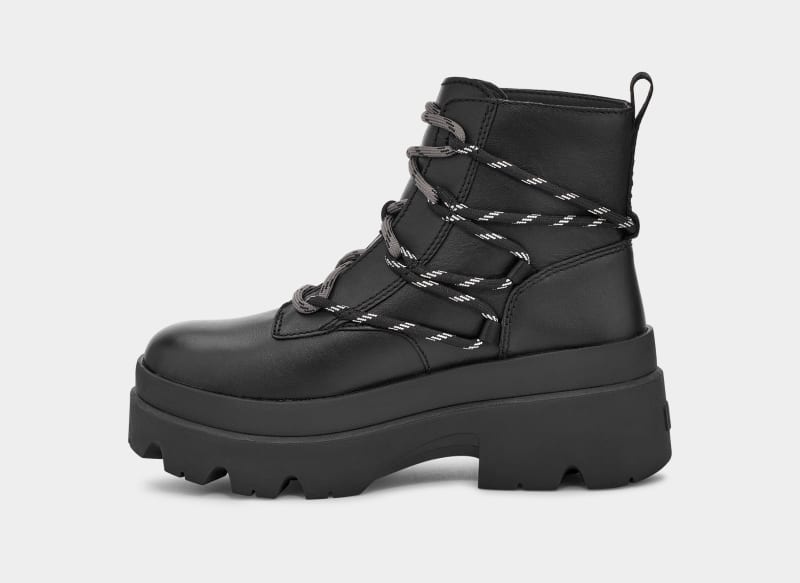 Black Women's Ugg Brisbane Lace Up Ankle Boots | India-7821530