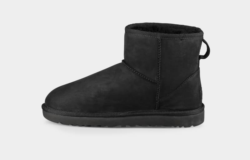 Black Women's Ugg Classic Mini Leather Boots | India-2740685