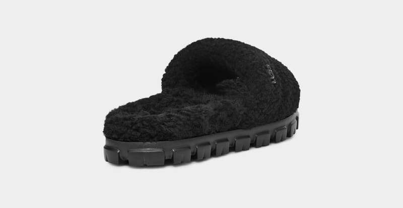 Black Women's Ugg Cozetta Curly Slippers | India-5409173