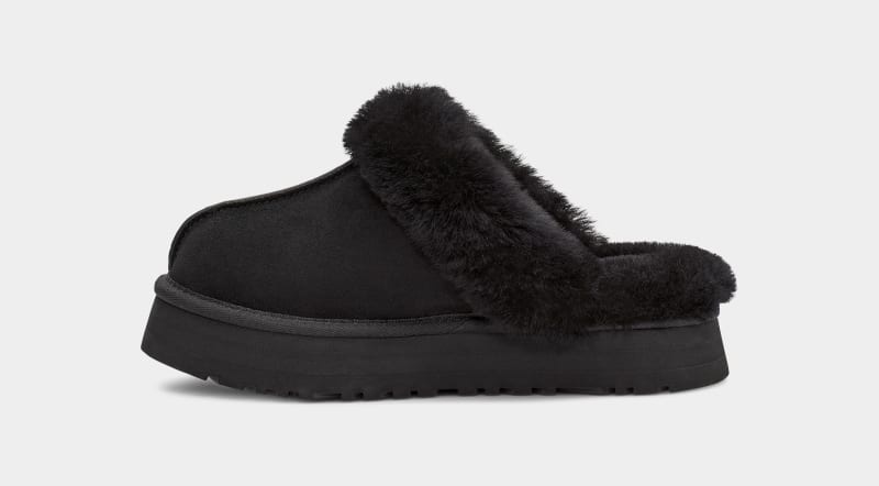 Black Women's Ugg Disquette Slippers | India-2765390