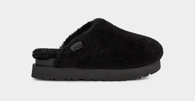 Black Women\'s Ugg Fuzz Sugar Slides | India-1643250