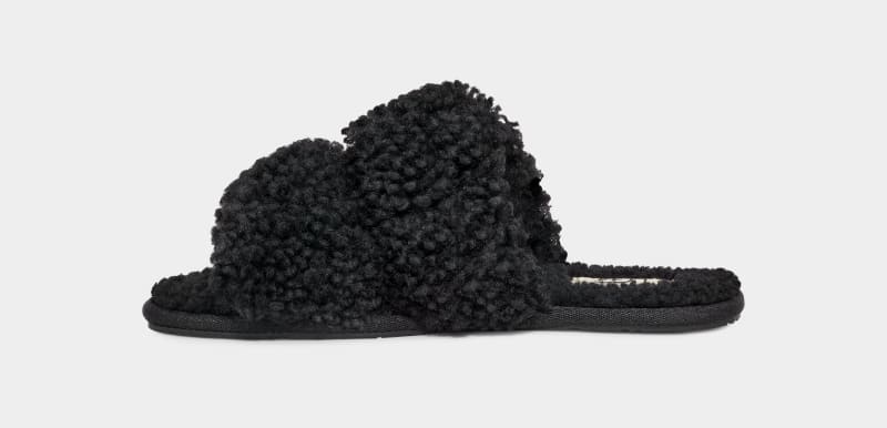 Black Women's Ugg Maxi Curly Scuffetta Slippers | India-9740361